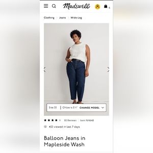 Madewell Balloon Jeans Size 32 in Mapleside Wash